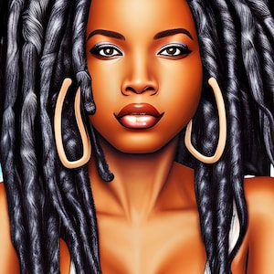 Beautiful Black Woman Wall Art, Black Girl Art, Wall Décor, Digital Downloads, Instant Download, AI art, PNG