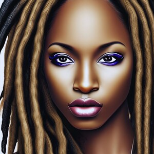 Beautiful Black Woman Wall Art, Black Girl Art, Wall Décor, Digital Downloads, Instant Download, AI art, PNG