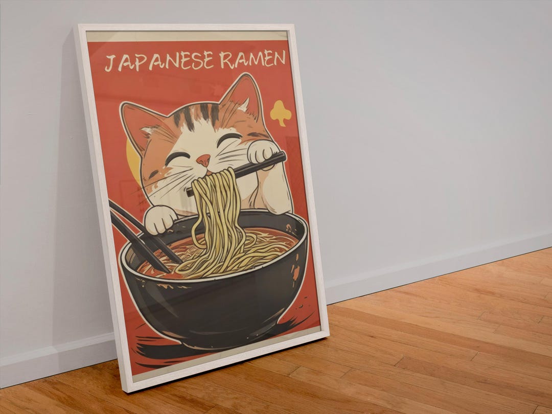 Sushi Cat Wall Art - Cute Japanese Cat Print - Aesthetic Food Poster ...