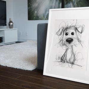 Hand-Drawn Dog Sketch Wall Art - Cute Puppy Line Drawing - Minimalist Pet Portrait - Black & White Dog Print - Digital Download (A1-A5)