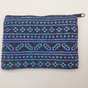 Bolsa de monedero de monedas, billetera con cremallera, monedero de monedas, bolso tailandés, bolsa de alijo, billetera bordada, billetera hippie, envoltura de regalo, billetera azul