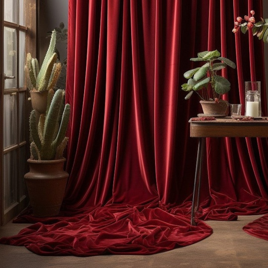 Red Velvet Curtains for Living Room, Bedroom Etsy