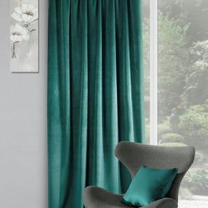 Custom Teal Green Blackout Velvet Curtain for Living room.Custom made Velvet Drapery. Rod Pocket window curtain Panels.