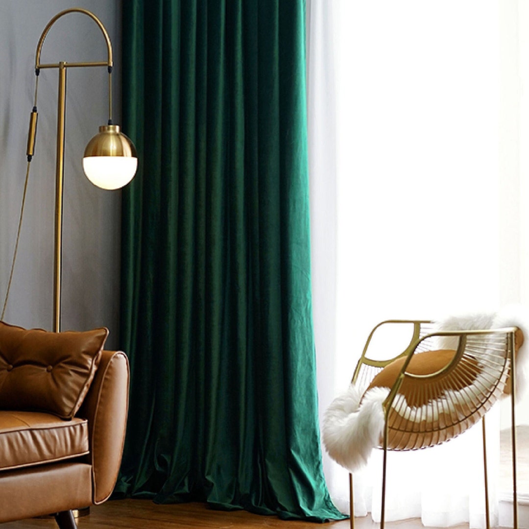 Emerald Green, Luxury Blackout Velvet Curtains and Drapes for Living