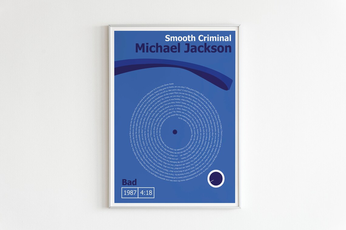 Vinyl Record Artwork, Michael Jackson Smooth Criminal, Record Wall Art