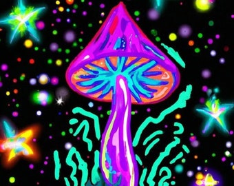 Pack 2 Mushroom Dream Art - Space Mushroom - Psychedelic Mushroom Art - Digital Art - 5 Pack