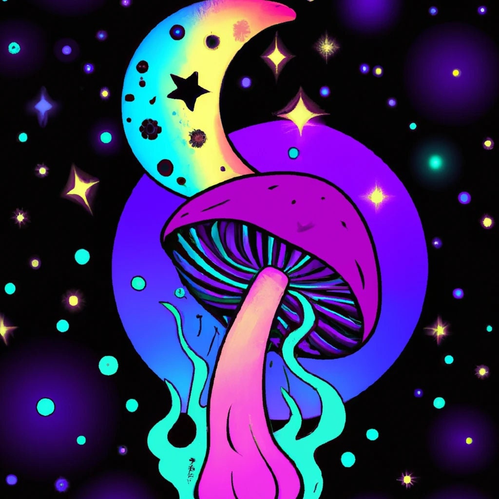 Pack 1 Mushroom Dream Art - Space Mushroom - Psychedelic Mushroom Art - Digital Art - 5 Pack