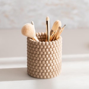 Makeup Brush Holder – Bubble Desk or Vanity Organizer Cup - Minimalist Home Decor