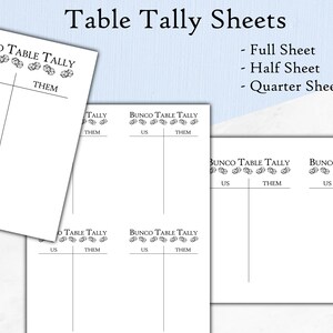 Bunco Score Card and Tally Sheet, Table Cards, Bunco Rules and ...