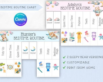 Toddler Routine Flip Done Chart, Bedtime Routine Chart, Printable Visual Schedule