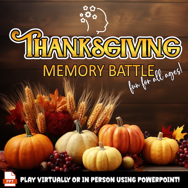 Thanksgiving Memory Battle, Fall Holiday Virtual Party, Office or Family Game Night, Powerpoint Game