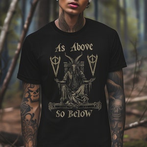 Satan&#39;s Temple Tee - As Above So Below | Baphomet | Satanic | Occult | Witchy | Pagan