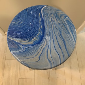 Ocean Colors Pour Painted Bar Stool