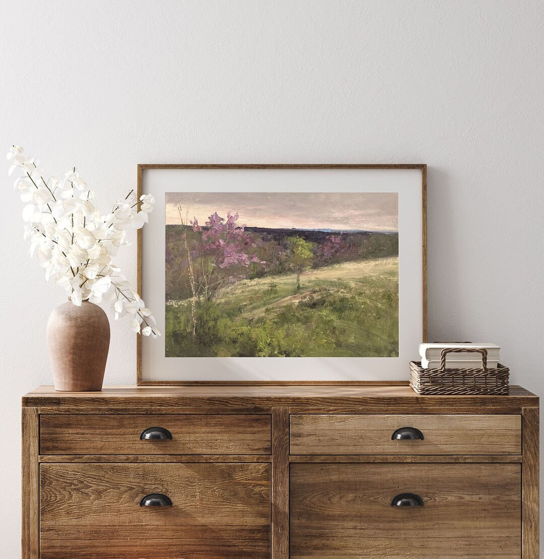Woodland Printable Redbud Trees, Hand Painted French Country, Textured ...