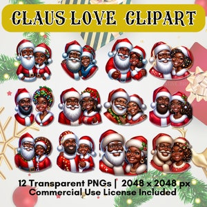 Claus Liebe PNG Weihnachtsbundle | Weihnachtsmann und Mrs.| Weihnachten Clipart |Transparenter Hintergrund | Kommerzielle Nutzung | Planner Sticker