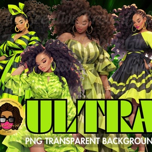 Afroamerikaner Clipart Puppe | PNG | Transparent | Junteenth Kunst | Mode Clip Art Puppe für Print und Schnitt | AI-Kunstarbeit | Unterwegs