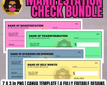 Manifestation Checks Bundle: Editable Canva Templates (Digital Download)