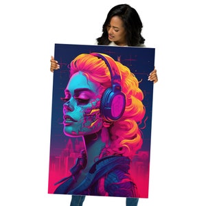 Synthwave art home decor wall art print on metal music art