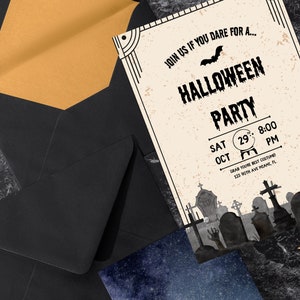 Halloween Party Invitation October Scary Halloween Vintage Custom Editable Template Invitation Costume Party