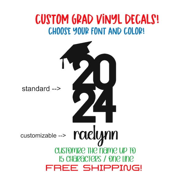 Custom GRADUATION Vinyl Decal!*please read description for shipping options