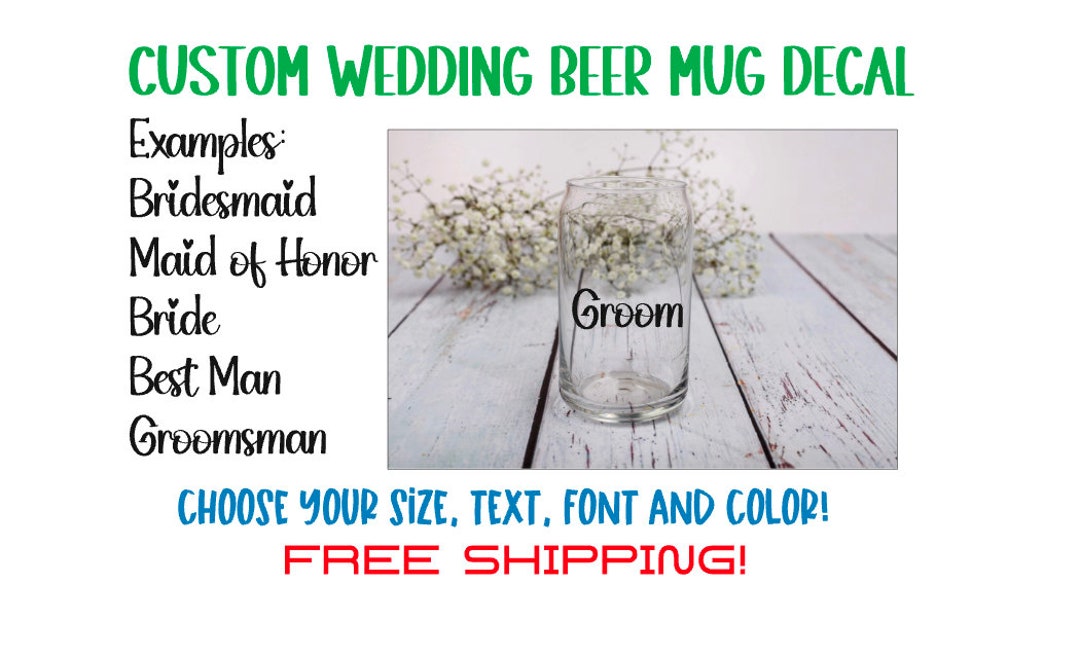 Custom Wedding Beer Mug Vinyl Decal - Etsy