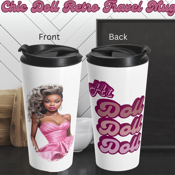 Chic Doll Design Retro Style Stainless Steel Travel Mug 15oz