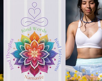 Zen Inspirational Garden & House Flag, Yoga Inspired Namaste Outdoor Front Yard Banner, Uplifting Kindness Spring Floral Outdoor House Flag