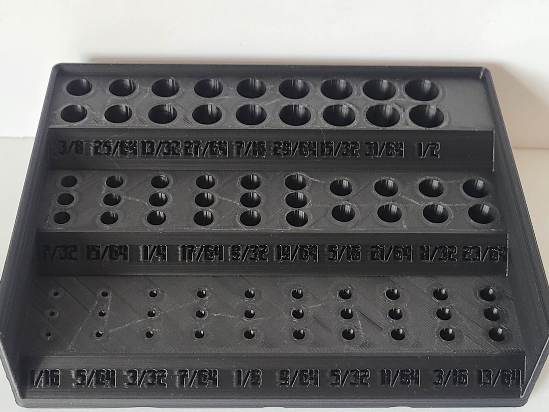 Fractional Drill Bit Holder Organizer Index, Holds 74 Drill Bits, 1/16