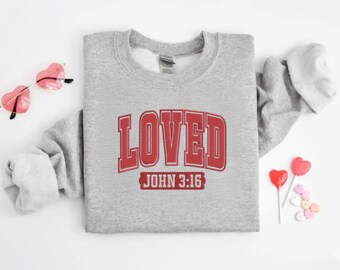 Moletom cristão bordado com João 3:16 para o Dia dos Namorados, blusa unissex aconchegante com inspiração na fé.