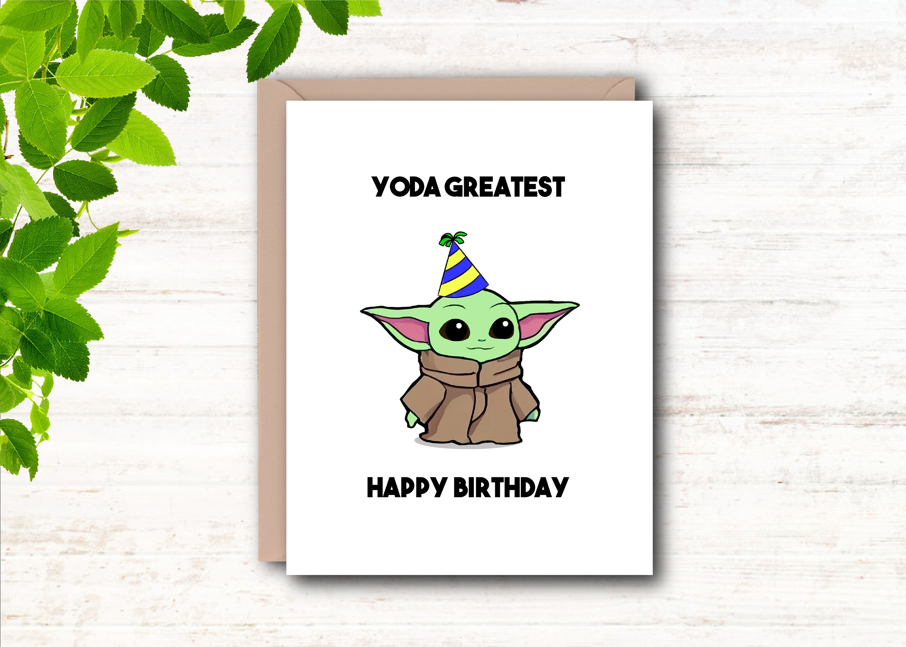 Tarjeta de cumpleaños imprimible de Baby Yoda, Yoda más grande, feliz ...