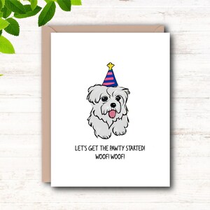 Afdrukbare kaart, feestkaart, afstudeerkaart, verjaardagskaart, woordspeling grappige hond, kaart schattige hond, Maltees, Instant download, Digitale download