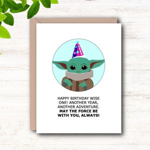 Carte d'anniversaire imprimable, carte d'anniversaire de bébé Yoda, jeux de mots Yoda, carte d'anniversaire drôle, joyeux anniversaire, carte d'anniversaire Star Wars, téléchargement immédiat