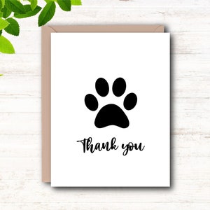 Printable Appreciation Card, Thank You Cards, Dog Paw Print Cards ...