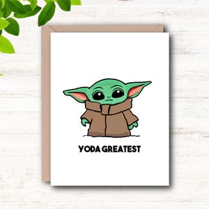 Afdrukbare kaart, Yoda Greatest, Baby Yoda, grappige woordspelingen, waarderingskaart, cadeau voor zomaar, cadeau voor hem/haar, instant download