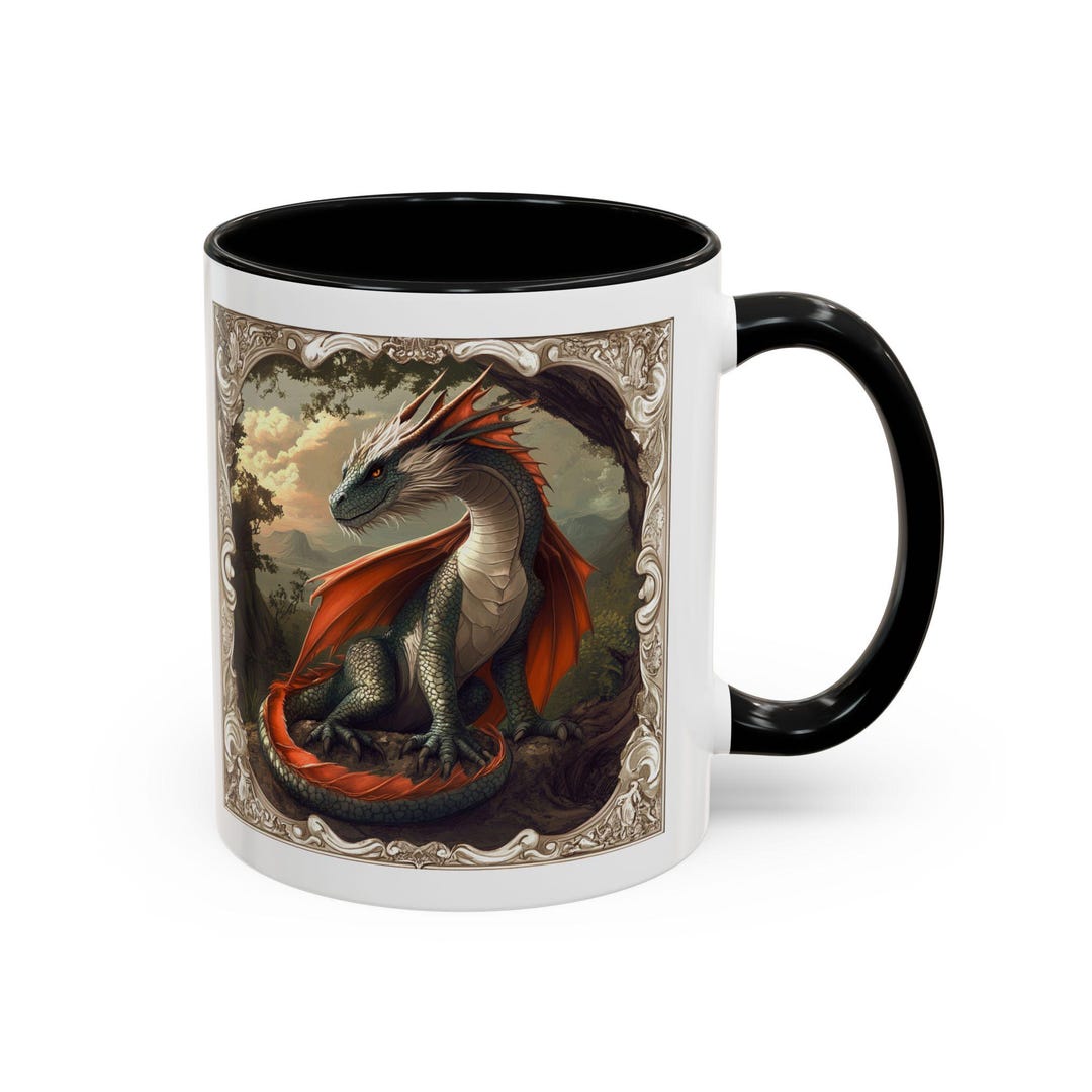 Silver Dragon Coffee Mug, Fantasy Dragon Tea Cup, Unique Ceramic Coffee ...