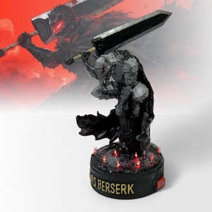Guts Berserk LED Resin Figure – Black Swordsman Statue | Dragon Slayer | Anime Desk Decor Gift
