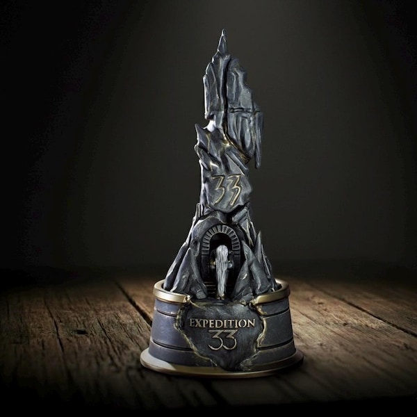 Statue inspirée du monolithe Clair Obscur de l'expédition 33 - Présentoir pour joueur de dark fantasy, oeuvre d'art à collectionner
