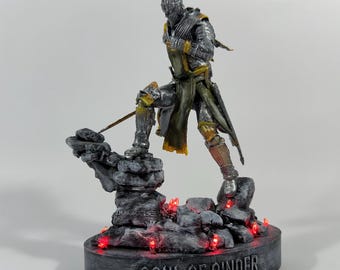 Soul of Cinder Resin Figurine with LED Lights - Dark Souls Collectible Statue, Handcrafted Gamer Gift, Unique Home Decor, 3D Printed Art