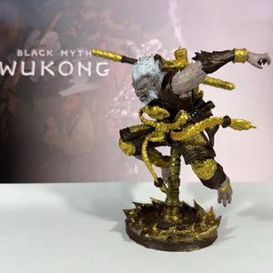 Black Myth Sun Wukong Figurine | 3D Printed Collectible | Video Game Art | Monkey King Statue | Fantasy Decor | Unique Gift -resin