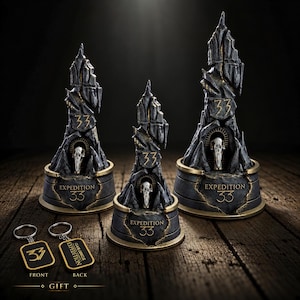 Estatua inspirada en Expedition 33 Monolith Clair Obscur – Exhibición para jugadores de fantasía oscura, artículo de colección de arte de videojuegos