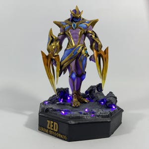 Zed LED Resin Figurine | Handcrafted League of Legends Collectible | Unique Gamer Gift | LED Light Display | Custom Zed Figure