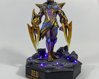 Zed LED Resin Figurine | Handcrafted League of Legends Collectible | Unique Gamer Gift | LED Light Display | Custom Zed Figure