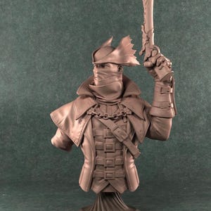 Bloodborne Hunter Resin Bust - Hand-Painted Collectible Figure for Gaming Lovers | Video Game Art Sculpture