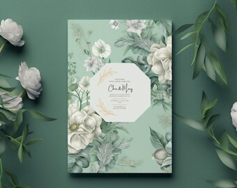 Wedding Invitation Template Wedding Printable, Save the Date Template, Flower Design, Simplistic and Minimalistic