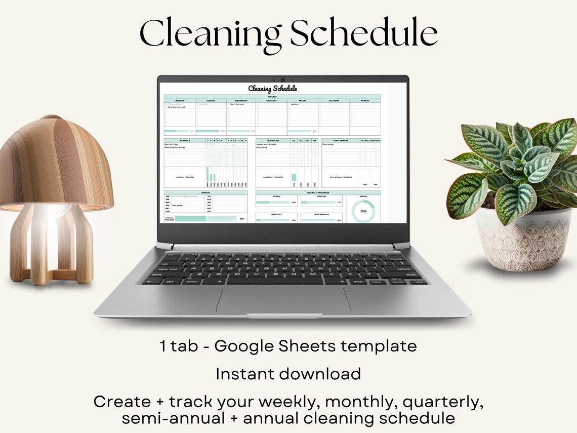 Cleaning Schedule Checklist Google Sheets Template Cleaning Planner ...