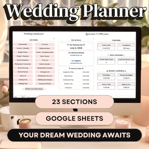 Dream Wedding Planner Digital Spreadsheet Google Sheets Wedding Organizer Template To Track Wedding Budget Template For Wedding Timeline