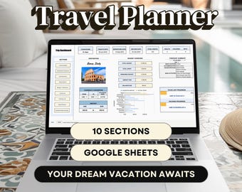 Travel Planner Digital Google Sheets Travel Template Vacation Planner Spreadsheet Simple Travel Budget Tracker Trip Expense Template