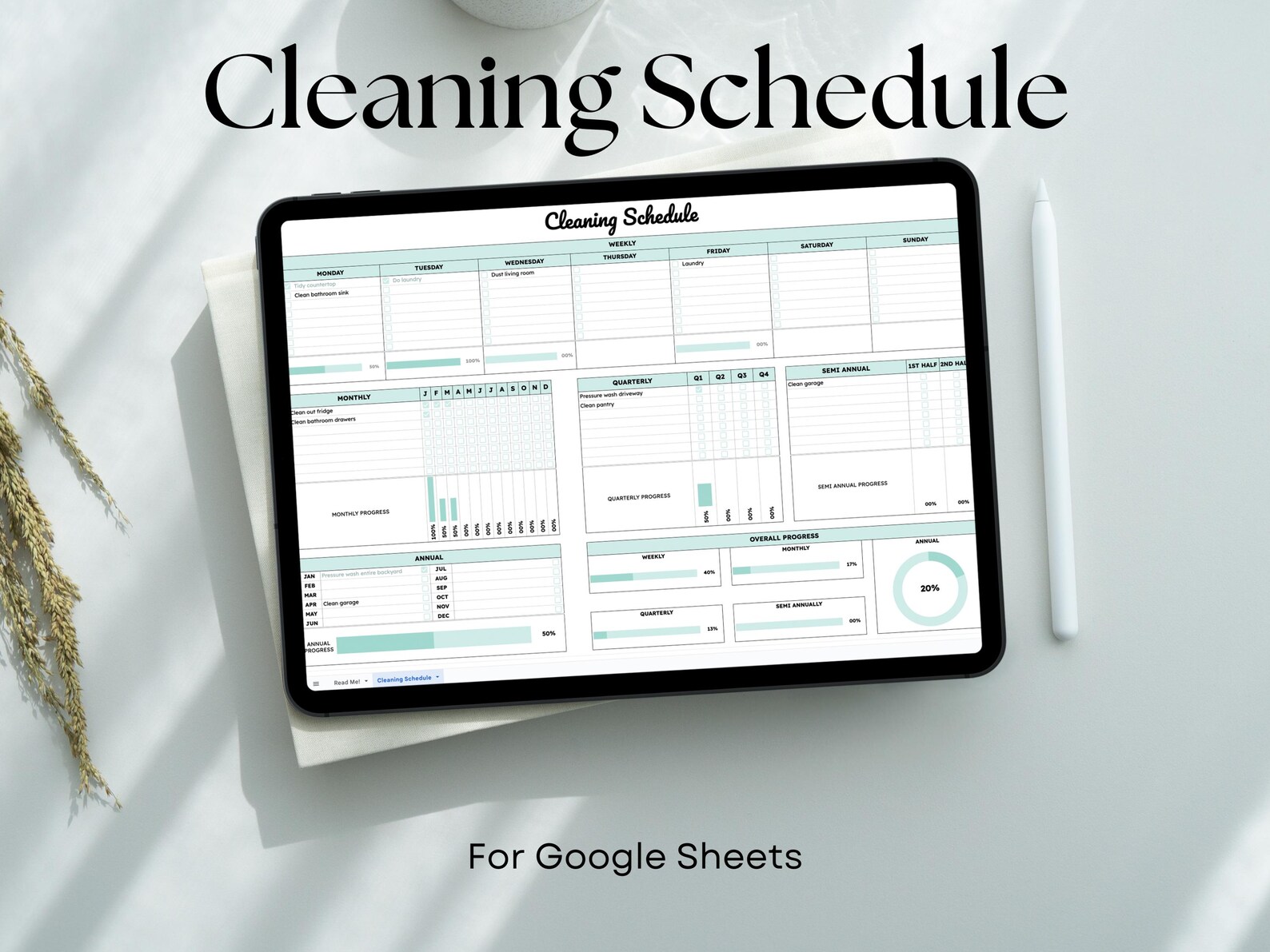 Cleaning Schedule Checklist Google Sheets Template Cleaning Planner ...
