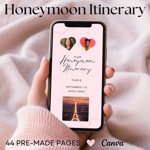 Honeymoon Itinerary Template Canva Honeymoon Planner Template Mobile Itinerary Honeymoon Template Digital Honeymoon Itinerary Mobile