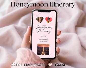 Honeymoon Itinerary Template Canva Honeymoon Planner Template Mobile Itinerary Honeymoon Template Digital Honeymoon Itinerary Mobile